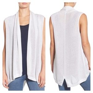 Splendid Mariner Vest Open‎ Knit Airy Soft Silk Blend Draped Open Front Cardigan